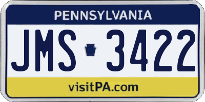 PA license plate JMS3422