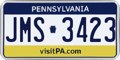 PA license plate JMS3423