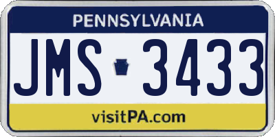 PA license plate JMS3433