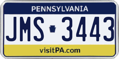 PA license plate JMS3443