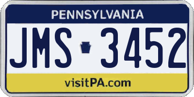 PA license plate JMS3452
