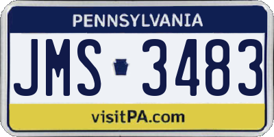 PA license plate JMS3483