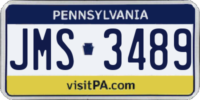 PA license plate JMS3489