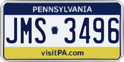 PA license plate JMS3496