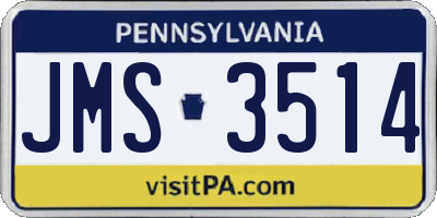 PA license plate JMS3514