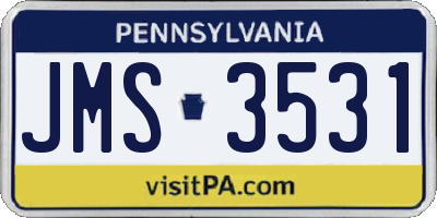 PA license plate JMS3531