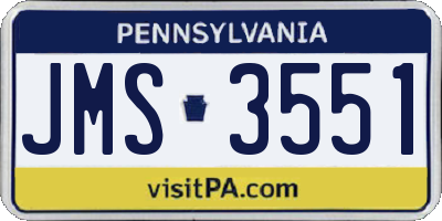 PA license plate JMS3551