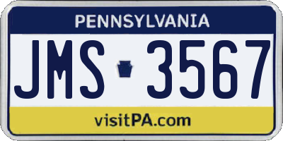 PA license plate JMS3567