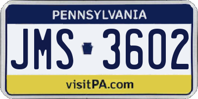PA license plate JMS3602