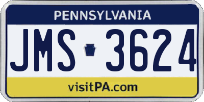 PA license plate JMS3624