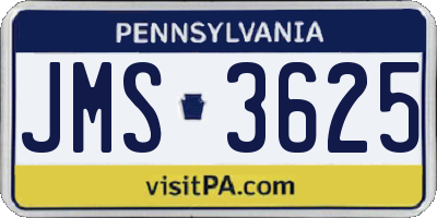 PA license plate JMS3625