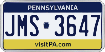 PA license plate JMS3647