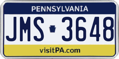PA license plate JMS3648