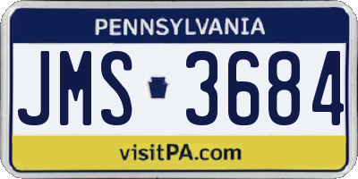 PA license plate JMS3684