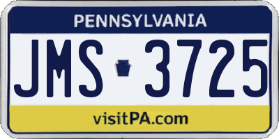 PA license plate JMS3725
