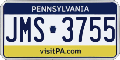 PA license plate JMS3755