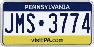 PA license plate JMS3774