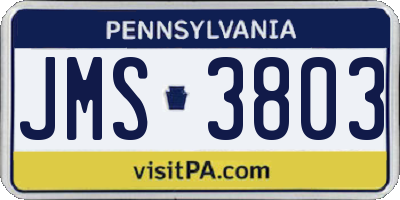 PA license plate JMS3803