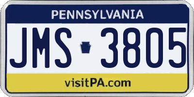 PA license plate JMS3805