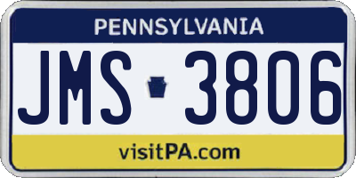 PA license plate JMS3806