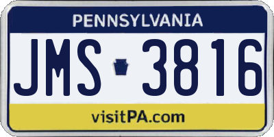 PA license plate JMS3816