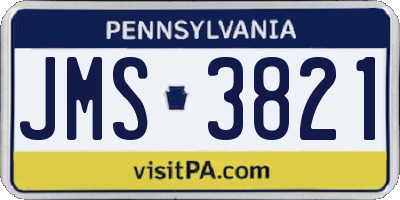 PA license plate JMS3821