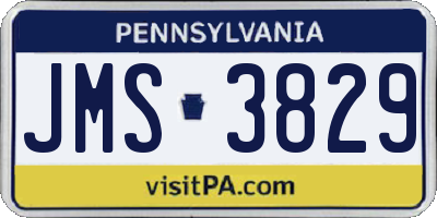 PA license plate JMS3829