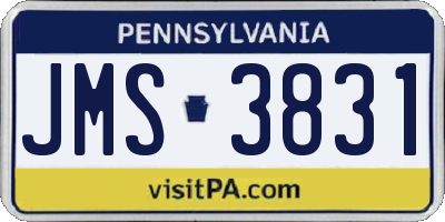 PA license plate JMS3831