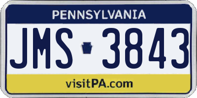 PA license plate JMS3843