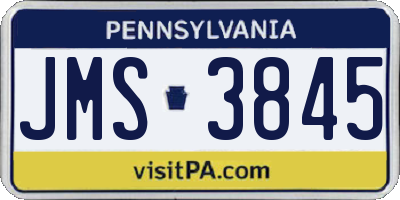 PA license plate JMS3845