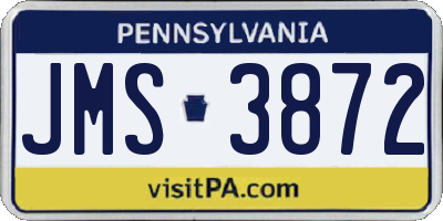 PA license plate JMS3872