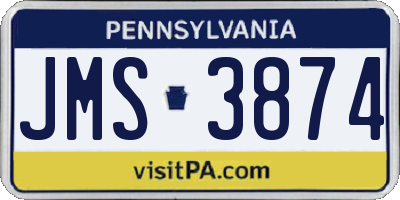 PA license plate JMS3874