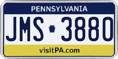 PA license plate JMS3880