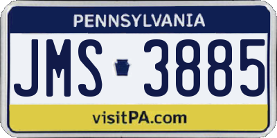 PA license plate JMS3885