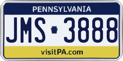 PA license plate JMS3888
