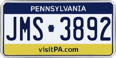 PA license plate JMS3892