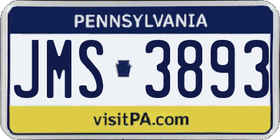 PA license plate JMS3893