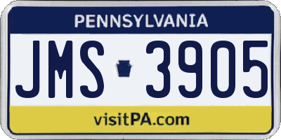 PA license plate JMS3905