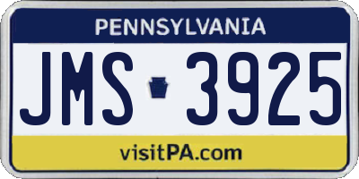 PA license plate JMS3925