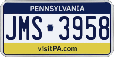 PA license plate JMS3958
