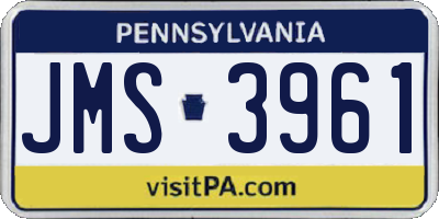 PA license plate JMS3961