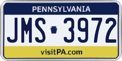 PA license plate JMS3972