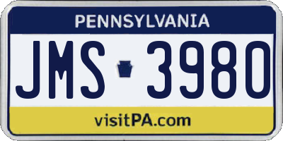 PA license plate JMS3980