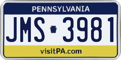 PA license plate JMS3981