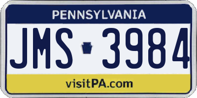PA license plate JMS3984