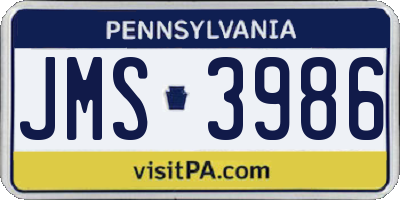 PA license plate JMS3986