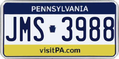 PA license plate JMS3988