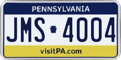 PA license plate JMS4004
