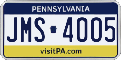 PA license plate JMS4005