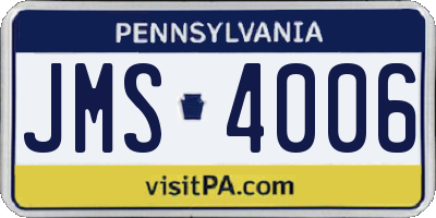 PA license plate JMS4006
